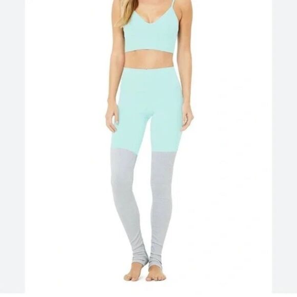 Alo Yoga Goddess Leggings Mint and Gray - Picture 1 of 10